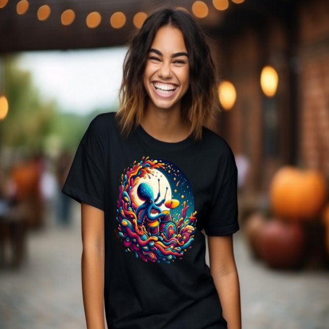 Moonlit Melodies Octopus Drummer T-Shirt (Creator Uploaded)