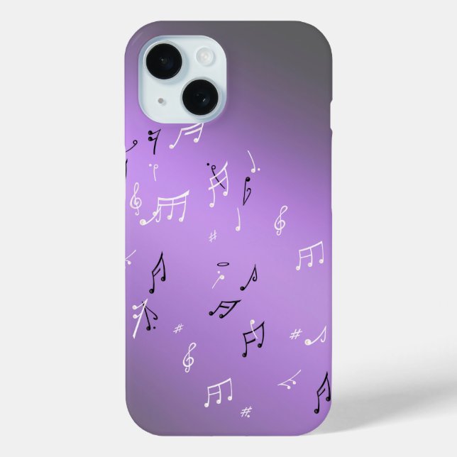 Moonlit Melody: Elegant Musical Notes iPhone Case (Back)