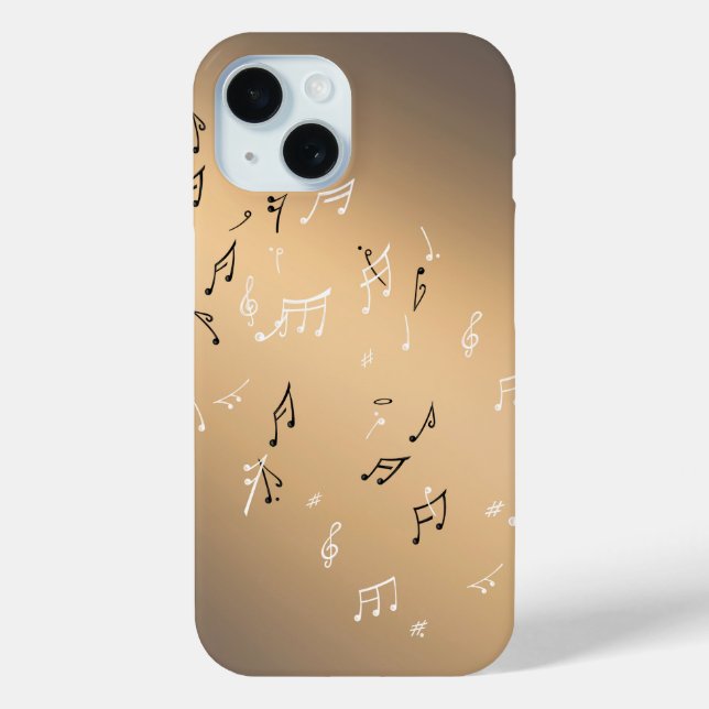 Moonlit Melody: Elegant Musical Notes iPhone Case (Back)