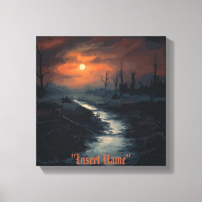 Moonlit Menace: The Haunted Black Forest at Dusk Canvas Print (Front)
