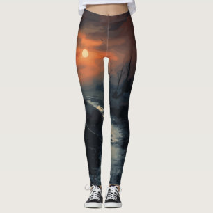 Moonlit Menace: The Haunted Black Forest at Dusk Leggings