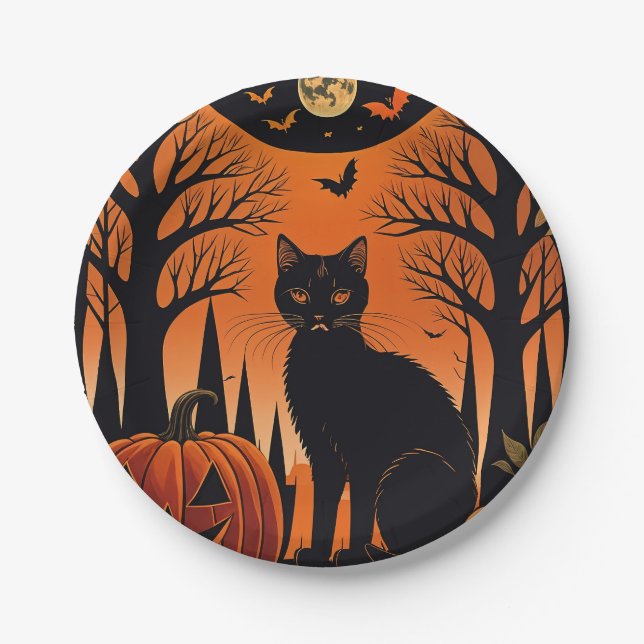 Moonlit Meow Paper Plate (Front)