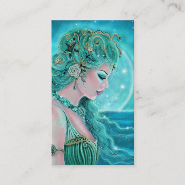 Moonlit Mermaid business cards By Renee Lavoie (Front)