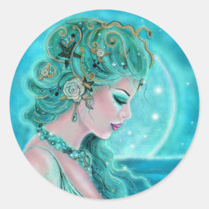 Moonlit Mermaid By Renee Lavoie Classic Round Sticker