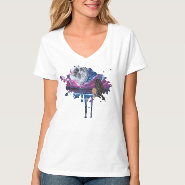 Moonlit mermaid handmade artwork  T-Shirt (Front)
