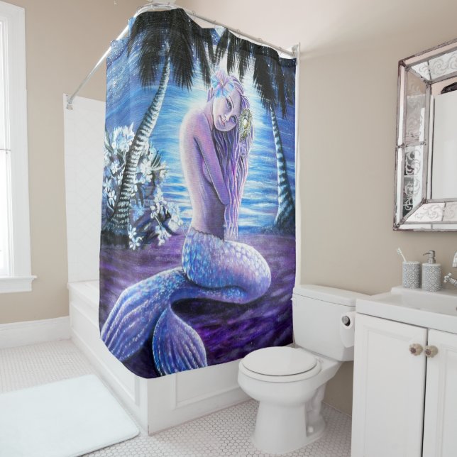 Moonlit Mermaid Shower Curtain (In Situ)