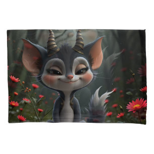 Moonlit Mischief Forest Spirit of Crimson Bloom.  Pillowcase