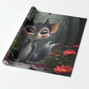 Moonlit Mischief Forest Spirit of Crimson Bloom. Wrapping Paper