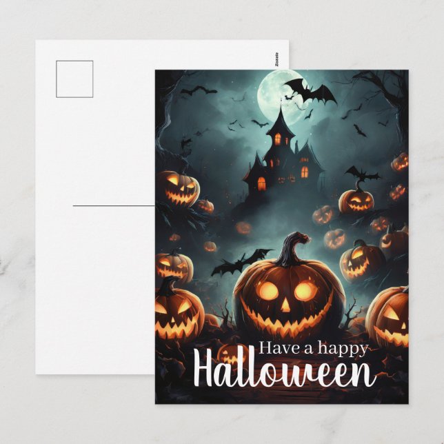 Moonlit Mischief & Haunted Whimsy Holiday Postcard (Front/Back)