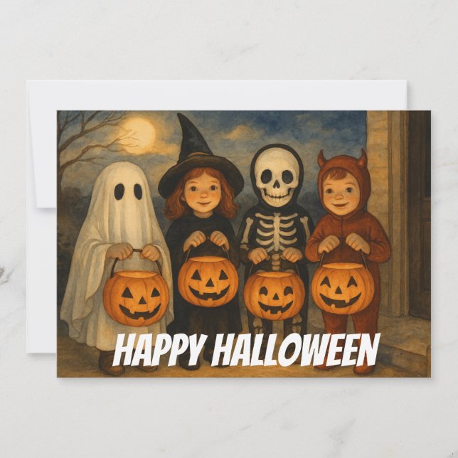 Moonlit Mischief – The Trick-or-Treat Quartet  Holiday Card (Front)