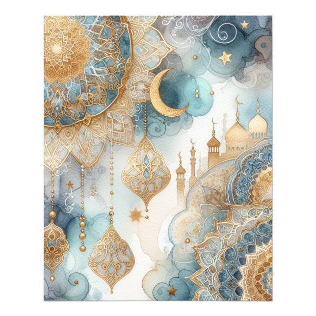 Moonlit Mosque Serenity for Ramadan Photo Print (Front)