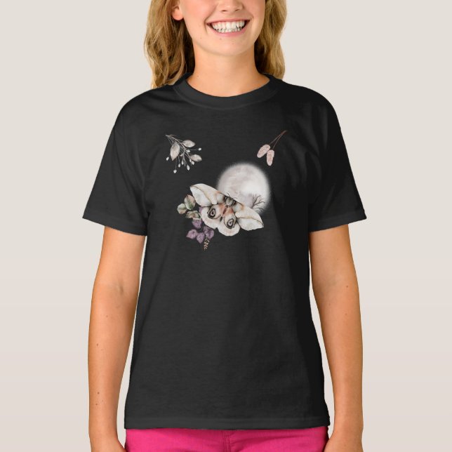 Moonlit Moth Graphic T-Shirt (Front)