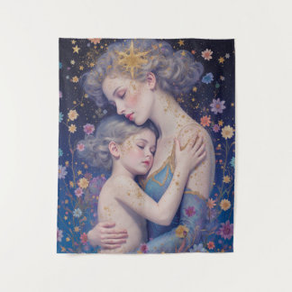 Moonlit Mother’s Embrace Tapestry