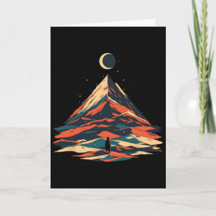 Moonlit Mountain Adventure Design - Hiking And Mot Card