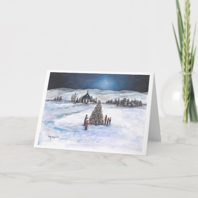 Moonlit Mountain Christmas Card  (Front)