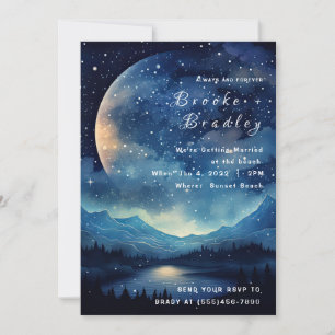 Moonlit Mountain Lake Wedding Invitation