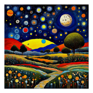 Moonlit Mountain Meadow 8 Poster