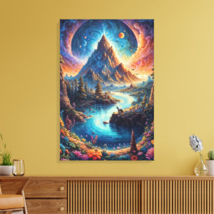 “Moonlit Mountain Serenity” Canvas Print