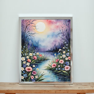 Moonlit Night by the River Photo Print