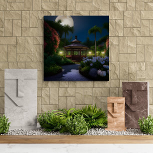 Moonlit Night In The Gazebo Canvas Print