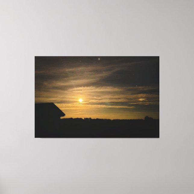 Moonlit Night Over Countryside Canvas Print (Front)