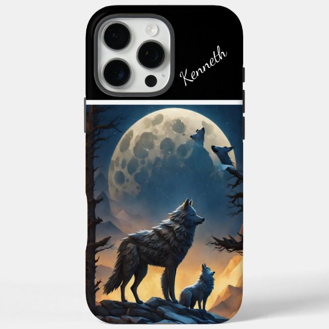 Moonlit Night with Howling Wolf Case-Mate iPhone Case (Back)