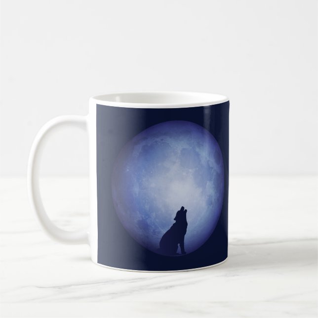 Moonlit Nights II Coffee Mug (Full Moon with Wolf) (Left)
