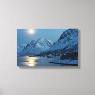 Moonlit Nordic Fjord Wall Art Print.