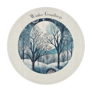 Moonlit Nordic Forest, customisable Cutting Board