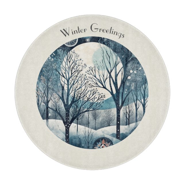 Moonlit Nordic Forest, customisable Cutting Board (Front)