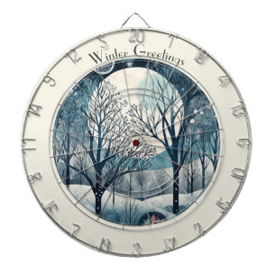 Moonlit Nordic Forest, customisable Dartboard