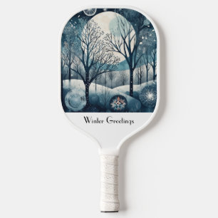 Moonlit Nordic Forest, customisable Pickleball Paddle