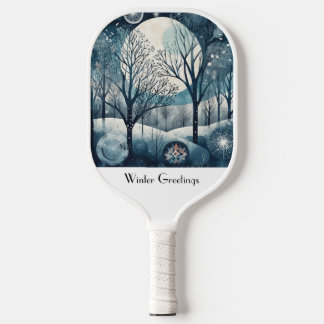 Moonlit Nordic Forest, customisable Pickleball Paddle