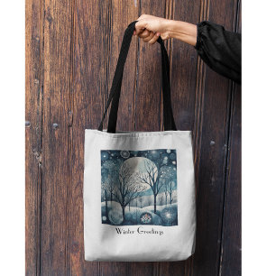Moonlit Nordic Forest, customisable Tote Bag