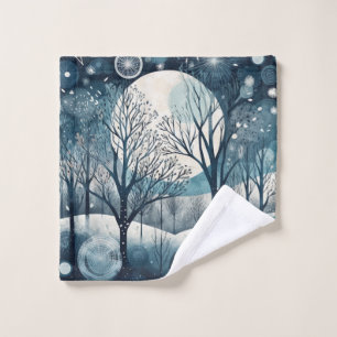 Moonlit Nordic Forest, customisable Wash Cloth