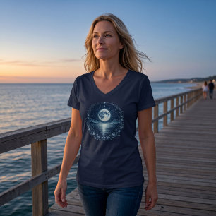Moonlit Ocean Celestial Night V-Neck Tee