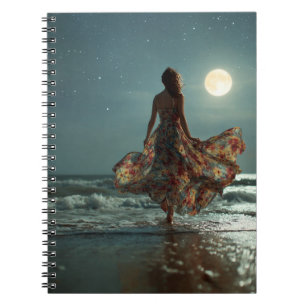 Moonlit Ocean Dream Starry Night Art Notebook