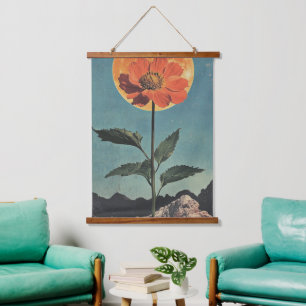Moonlit Orange Bloom - Vintage Boho Charm (2) Hanging Tapestry