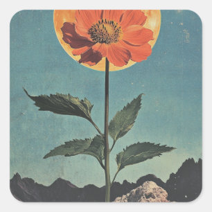 Moonlit Orange Bloom - Vintage Boho Charm (2) Square Sticker