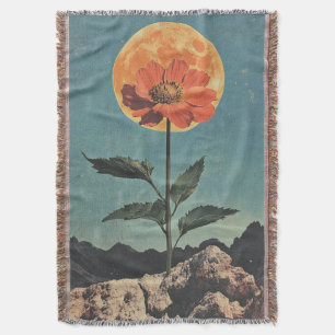 Moonlit Orange Bloom - Vintage Boho Charm (2) Throw Blanket