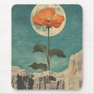 Moonlit Orange Bloom - Vintage Boho Charm Mouse Mat