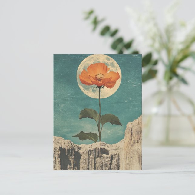 Moonlit Orange Bloom - Vintage Boho Charm Postcard (Standing Front)