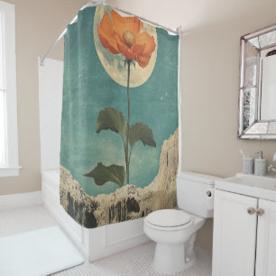 Moonlit Orange Bloom - Vintage Boho Charm Shower Curtain