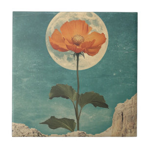 Moonlit Orange Bloom - Vintage Boho Charm Tile