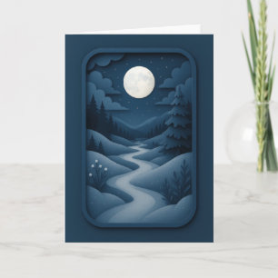 Moonlit Path Through Snowy Pines Card