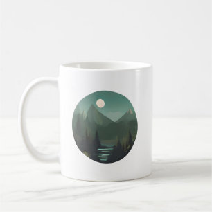 Moonlit Peaks: A Nighttime Wilderness Scene Coffee Mug