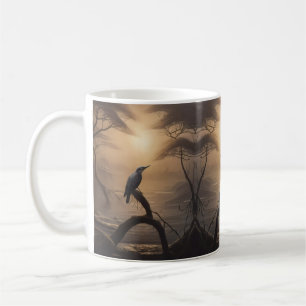 Moonlit Perch: A Solitary Bird in Twilight Coffee Mug