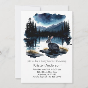 Moonlit Pines Adventure Awaits Baby Shower Invitation
