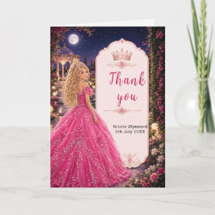 Moonlit Pink Sweet 16 Princess Garden Thank You Card