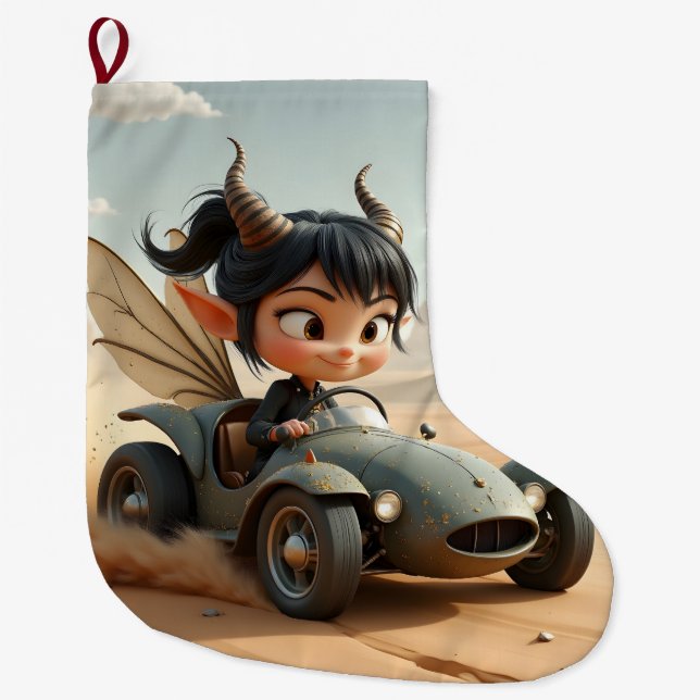 Moonlit Pixie of the Wandering Dunes.  Large Christmas Stocking (Front)